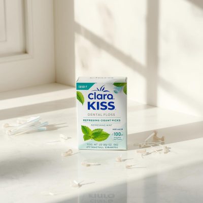 Tăm Chỉ Nha Khoa Clara Kiss (Hương Dâu – Hộp 50 Cây) Mô phỏng