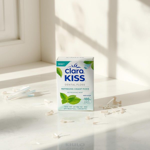 Tăm Chỉ Nha Khoa Clara Kiss (Hương Dâu – Hộp 50 Cây) Mô phỏng