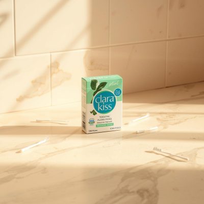 Tăm Chỉ Nha Khoa Clara Kiss (Hương Bạc Hà – Hộp 100 Cây)