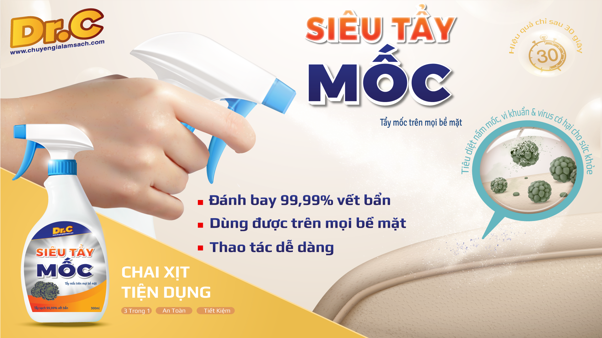Cách xử lý nấm mốc trên tường nhà khi trời nồm ẩm
